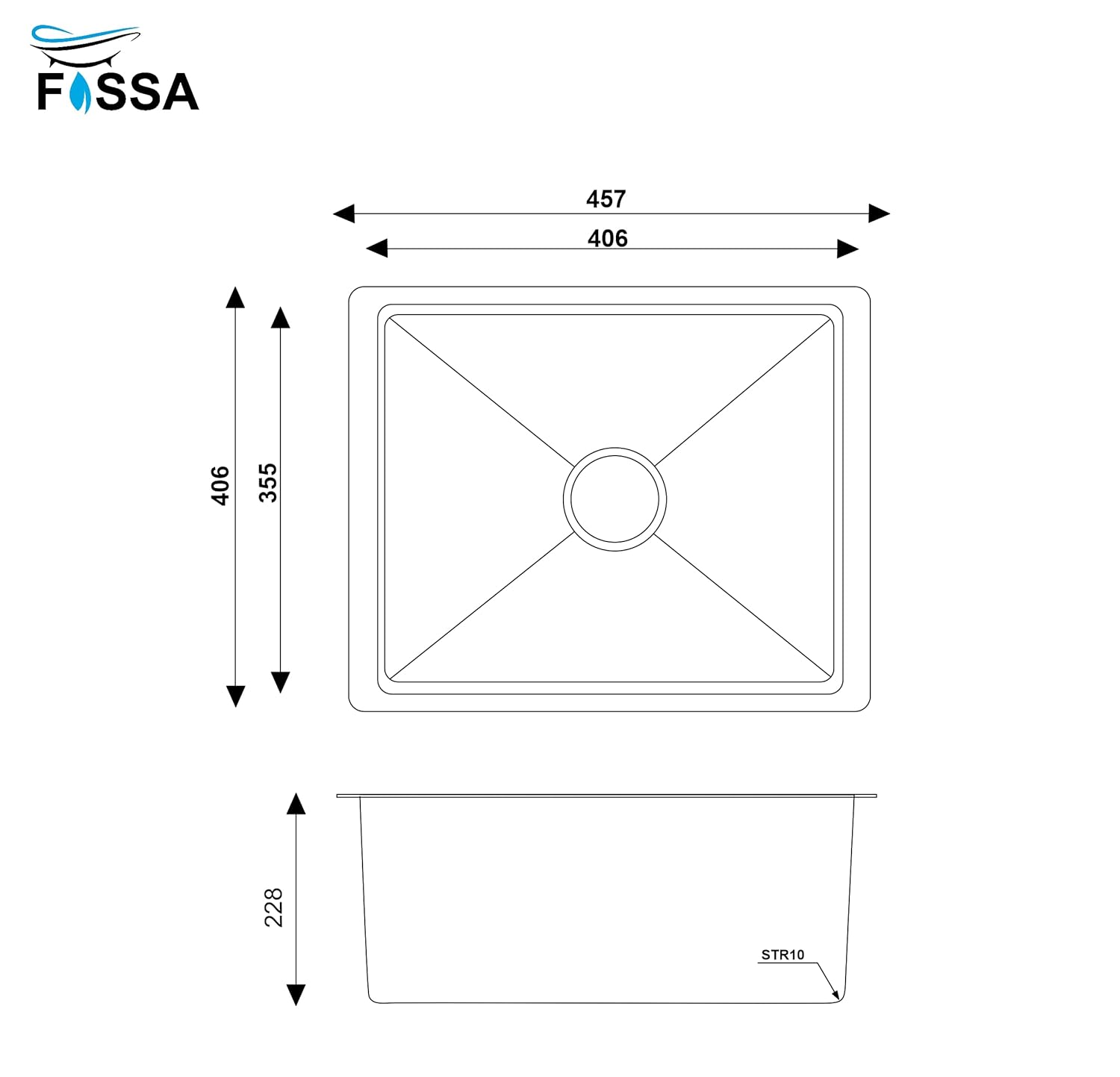 Fossa 18"x16"x09" Inch Single Bowl Premium Stainless Steel Round Coupling Handmade Kitchen Sink (Matte Finish) Silver - Fossa Home