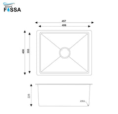 Fossa 18"x16"x09" Inch Single Bowl Premium Stainless Steel Round Coupling Handmade Kitchen Sink (Matte Finish) Silver - Fossa Home