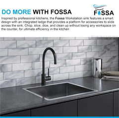 Fossa 18"X16"X09" Single Bowl 304 Grade Stainless Steel Handmade Kitchen Sink (Matte Finish) Black - Fossa Home