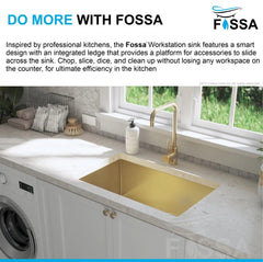 Fossa 18"x16"x10" Inch Single Bowl 304 Grade Stainless Steel Handmade Kitchen Sink Gold - Fossa Home