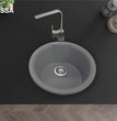 Fossa 18"x18"x08" Inch Black Round Bar Sink, Thicken Single Bowl Kitchen Sinks, Quartz German Engineered Technology Kitchen Sink Easy - to - Clean Sink for Outdoor Indoor Catering Restaurant Hospital - Fossa Home