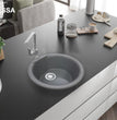 Fossa 18"x18"x08" Inch Black Round Bar Sink, Thicken Single Bowl Kitchen Sinks, Quartz German Engineered Technology Kitchen Sink Easy - to - Clean Sink for Outdoor Indoor Catering Restaurant Hospital - Fossa Home