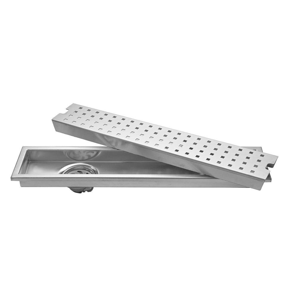 Fossa 18"x4" Shower Ultra Brushed Drain Side Hole Rectangular Floor Drain - Fossa Home