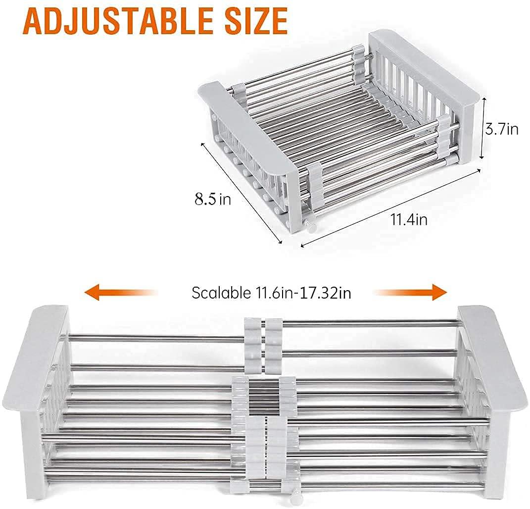 Fossa 20 Inch Sink Strainer Drain Telescopic Drain Basket with Adjustable Kitchen Drain Basket - Fossa Home