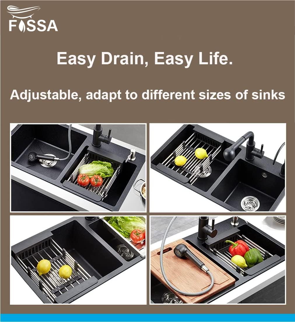 Fossa 20 inch Sink Strainer Drain Telescopic Drain Basket with Adjustable Kitchen Drain Basket - Fossa Home