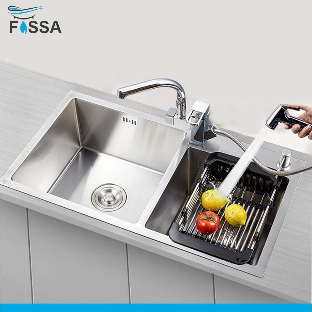 Fossa 20 inch Sink Strainer Drain Telescopic Drain Basket with Adjustable Kitchen Drain Basket - Fossa Home