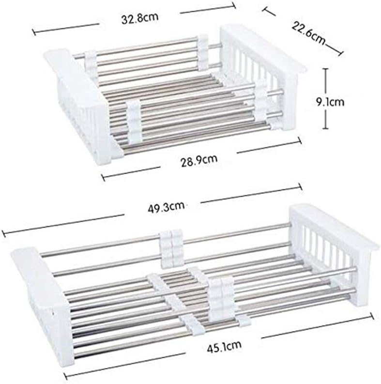 Fossa 20 Inch Sink Strainer Drain Telescopic Drain Basket with Adjustable Kitchen Drain Basket ( White ) - Fossa Home