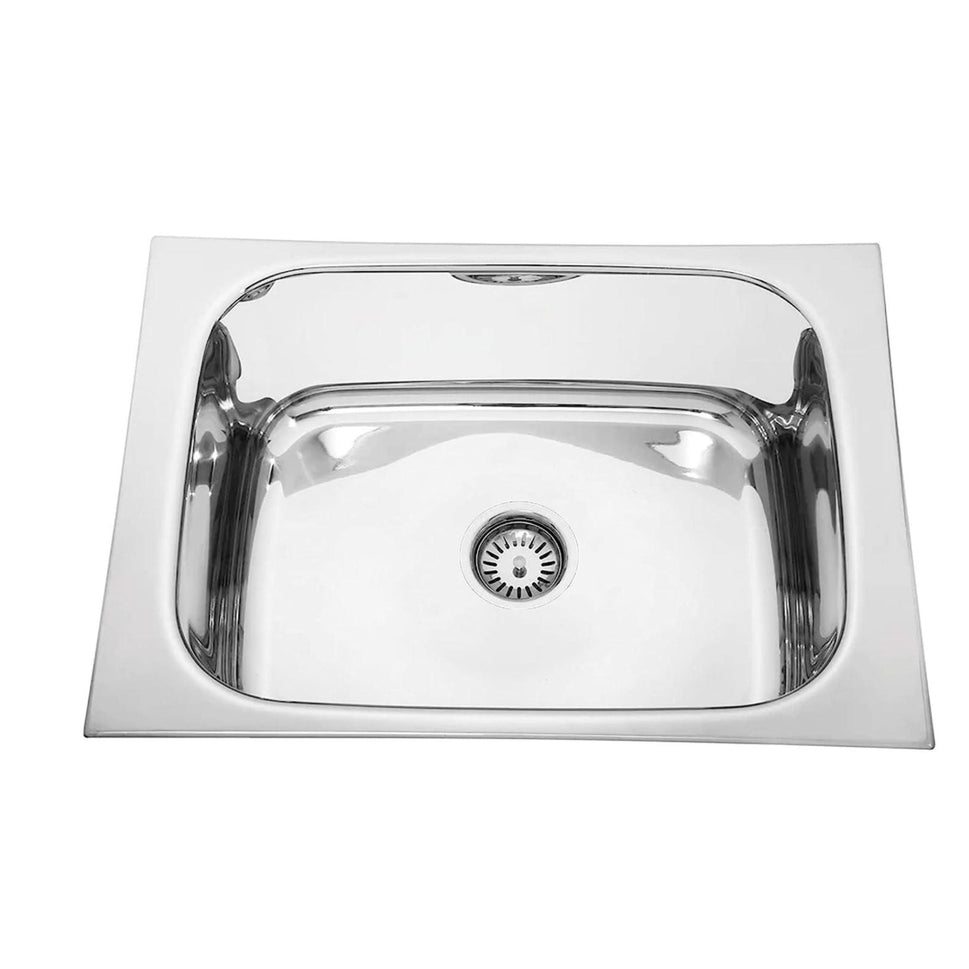 Fossa 20"x17"x09" inch Single Bowl 304 Grade Stainless Steel Kitchen Sink With SS Coupling Glossy Finish - Fossa Home