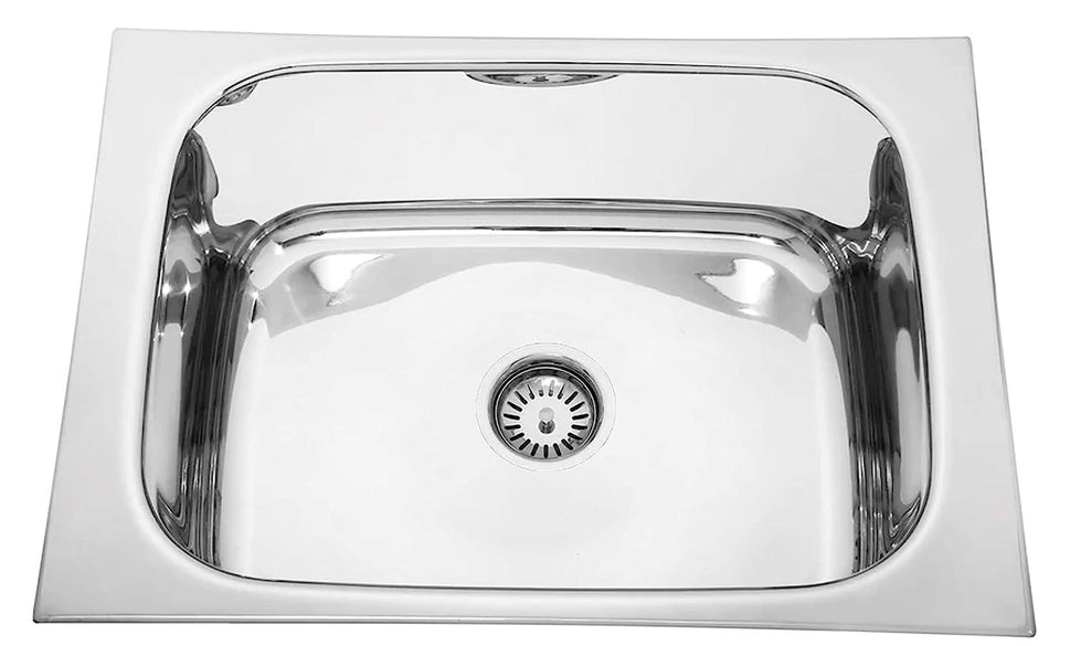 Fossa 20"x17"x09" inch Single Bowl Premium Stainless Steel Kitchen Sink With SS Coupling Glossy Finish - Fossa Home