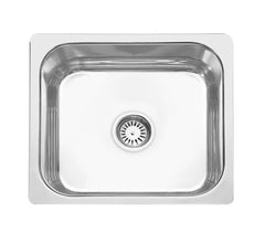 Fossa 21"x18"x09" inch Single Bowl 304 Grade Stainless Steel Kitchen Sink With SS Square Coupling Glossy Finish - Fossa Home