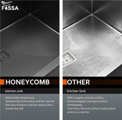 Fossa 22"x18"x09" Inch Single Bowl 304 Grade Honeycomb Embossed Kitchen Sink with Nano Coating (Black ) - Fossa Home