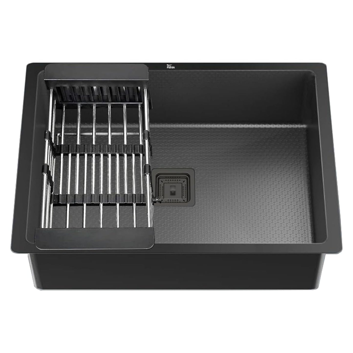 Fossa 22"x18"x09" Inch Single Bowl Honeycomb Embossed Kitchen Sink with Nano Coating (Black ) - Fossa Home