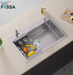 Fossa 24"x18"x0" Inch Single Bowl With Tap Hole Premium Stainless Steel Handmade Kitchen Sink (Matte Finish) Silver - Fossa Home