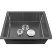 Fossa 24"x18"x10" Inch Single Bowl 304 Grade Stainless Steel Handmade Kitchen Sink Round Coupling Matte Finish FHS - 04R Black - Fossa Home