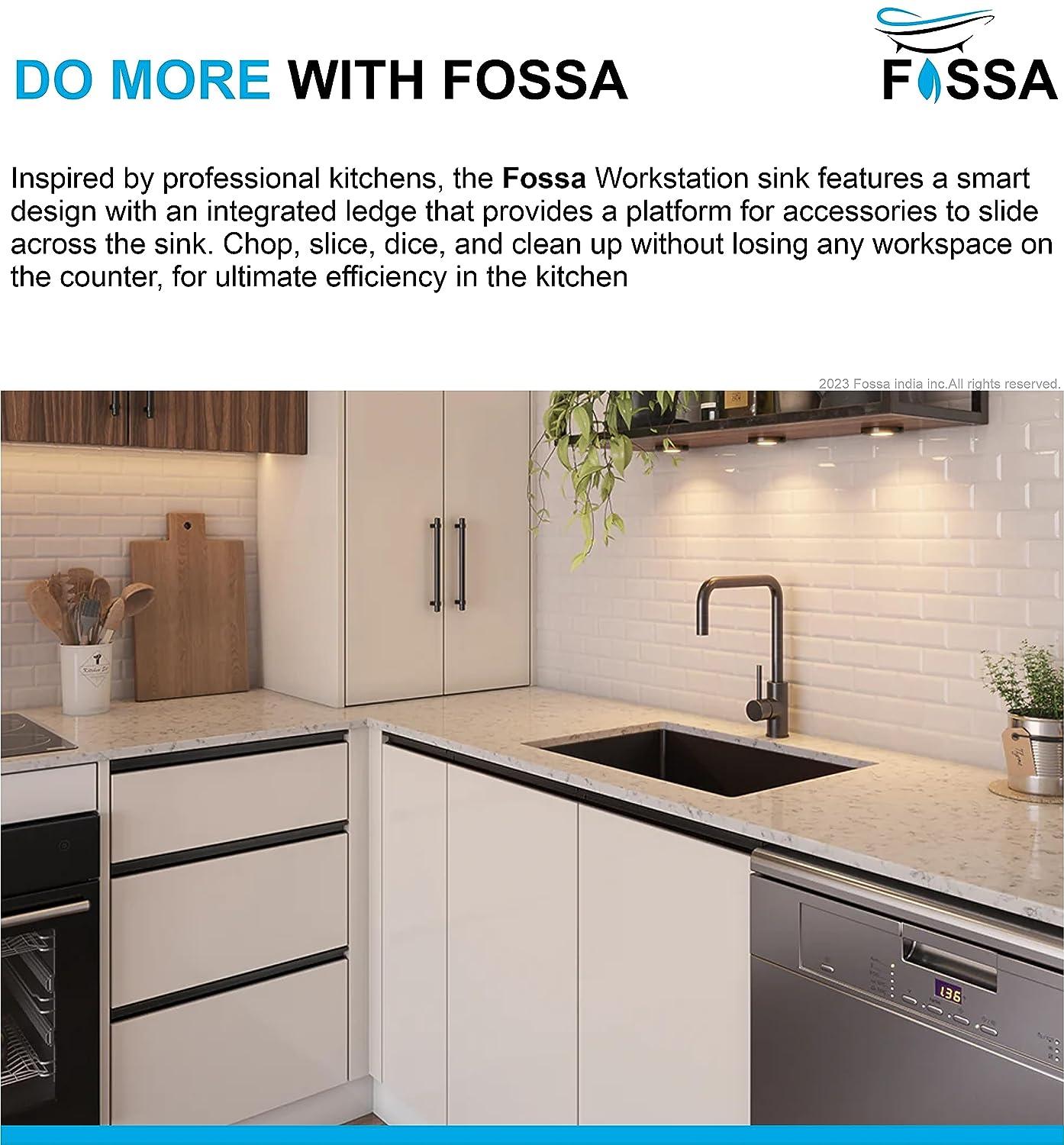 Fossa 24"x18"x10" Inch Single Bowl 304 Grade Stainless Steel Handmade Kitchen Sink Round Coupling Matte Finish FHS - 04R Black - Fossa Home