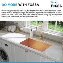 Fossa 24"x18"x10" Inch Single Bowl Premium Stainless Steel Handmade Kitchen Sink Rose Gold - Fossa Home