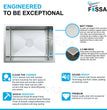 Fossa 24"x18"x10" Inch Single Bowl Premium Stainless Steel Handmade Kitchen Sink Round Coupling Silver - Fossa Home