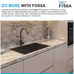 Fossa 24"x18"x10" Inch Single Bowl SS - 304 Grade Stainless Steel Handmade Kitchen Sink Black - Fossa Home