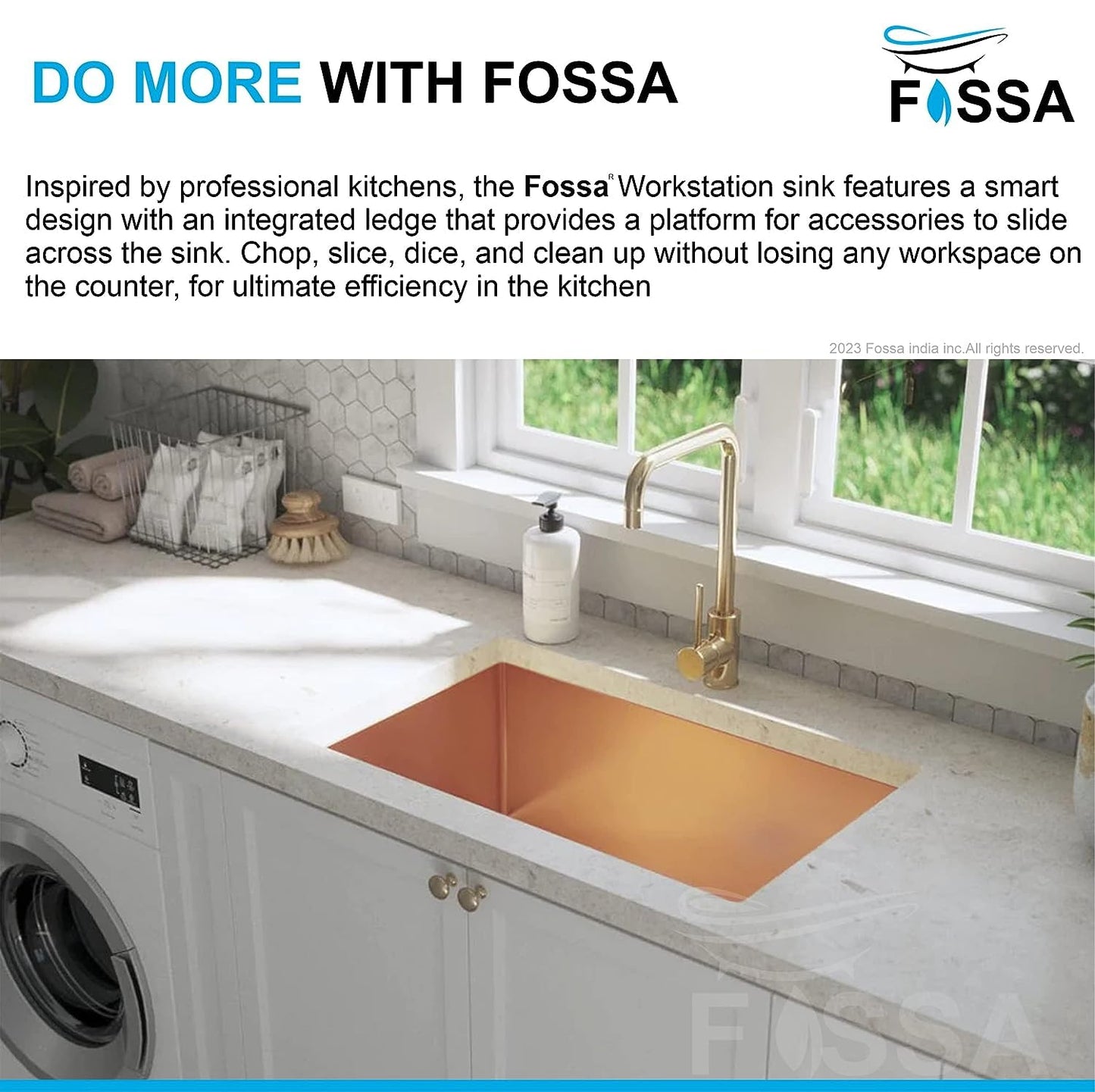 Fossa 24"x18"x10" Inch Single Bowl SS - 304 Grade Stainless Steel Handmade Kitchen Sink Rose Gold - Fossa Home