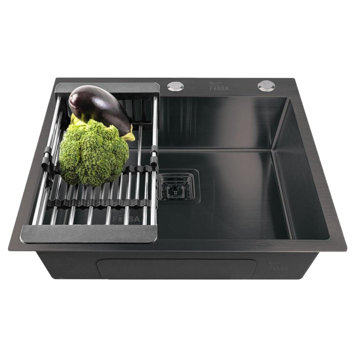 Fossa 24"x18"x10" Inch Single Bowl With Tap Hole Premium Handmade Kitchen Sink Black - Fossa Home