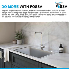 Fossa 24"x18"x10" Inch Single Bowl With Tap Hole SS - 304 Grade Handmade Kitchen Sink Silver - Fossa Home