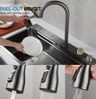 Fossa 24"x18"x10" inch Waterfall SS - 304 Grade Nano Kitchen Sink with Integrated Pull Out Mixer Faucet & Complete Set - Fossa Home