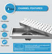 Fossa 24"x4" Shower Ultra Brushed Drain Side Hole Rectangular Floor Drain - Fossa Home