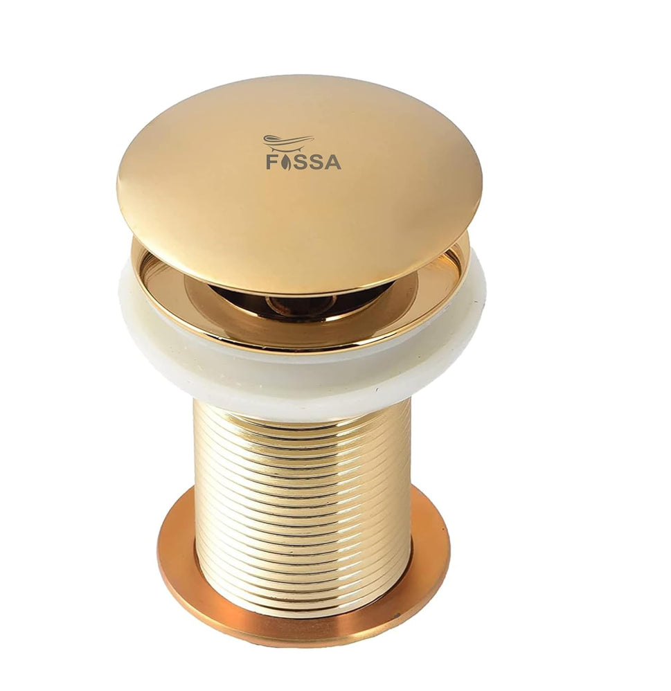 Fossa 3" Inch Brass Pop Up Waste Coupling with Smooth Push Button,Waste Coupling,Drain Out let System Pop up Full Threaded Waste Coupling (Gold) - Fossa Home