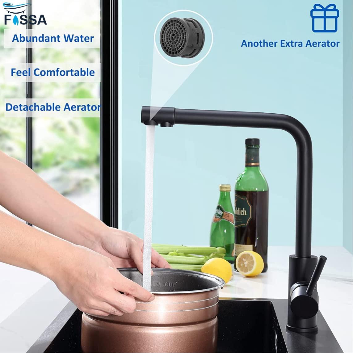 Fossa 3 - Way Kitchen Tap, 360° Swivel, Kitchen Mixer Tap for, 3 - in - 1 High Pressure Tap, Drinking Tap with Hot & Cold Water - Fossa Home