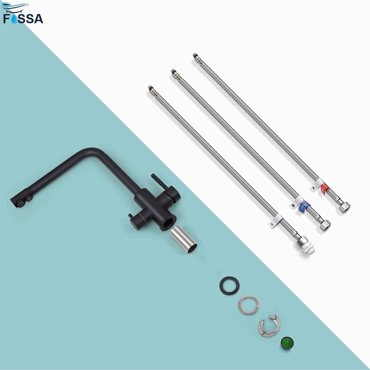 Fossa 3 - Way Kitchen Tap, 360° Swivel, Kitchen Mixer Tap for, 3 - in - 1 High Pressure Tap, Drinking Tap with Hot & Cold Water - Fossa Home