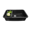 Fossa 30"x18"x09" Inch Granite Quartz Kitchen Sink Single Bowl with Basket, Coupling, Waste Pipe Quartz German Engineered Technology Kitchen Sink Easy - to - Clean Sink (Black) - Fossa Home