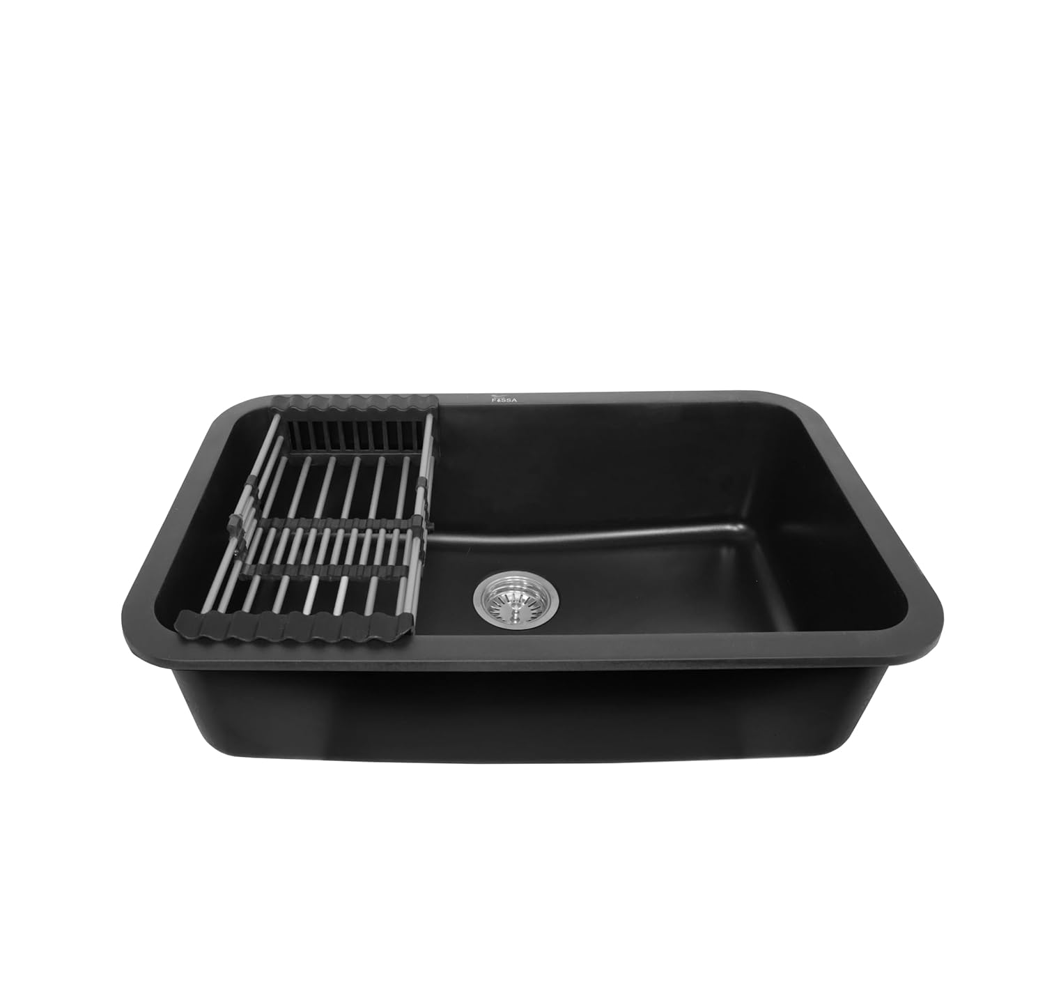 Fossa 31"x19" inch Granite Quartz Kitchen Sink Single Bowl Black with Basket, Coupling, Waste Pipe Quartz German Engineered Technology Kitchen Sink Easy - to - Clean Sink - Fossa Home