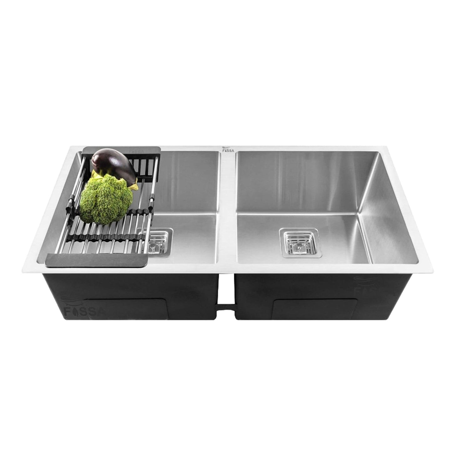 Fossa 32"x18"x10" Inch Double Bowl Premium Stainless Steel Handmade Kitchen Sink Silver - Fossa Home