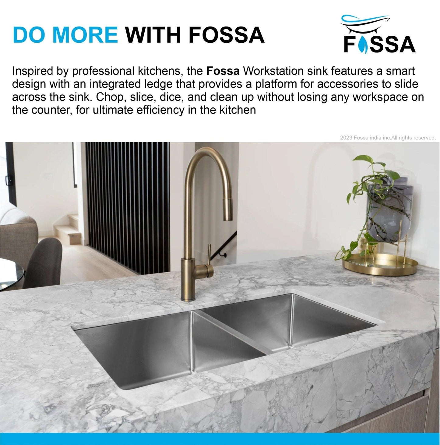 Fossa 32"x18"x10" Inch Double Bowl Premium Stainless Steel Handmade Kitchen Sink Silver - Fossa Home