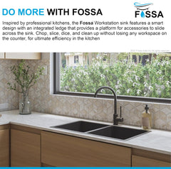 Fossa 32"x18"x10" Inch Double Bowl SS - 304 Grade Stainless Steel Handmade Kitchen Sink Black - Fossa Home