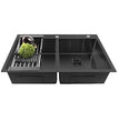 Fossa 32"x18"x10" Inch Double Bowl With Tap Hole SS - 304 Grade Handmade Kitchen Sink Black - Fossa Home