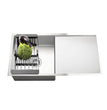 Fossa 32"x20"x10" Inch Single Bowl With Drain Board Premium Handmade Kitchen Sink ( Round Coupling ) Silver - Fossa Home