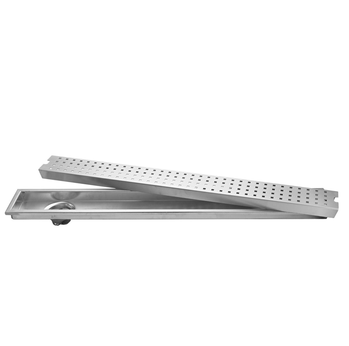 Fossa 36"x4" Shower Ultra Brushed Drain Side Hole Rectangular Floor Drain with Accessories Square Hole Pattern Cover Grate Removable 304 Stainless Steel (36 inch) - Fossa Home