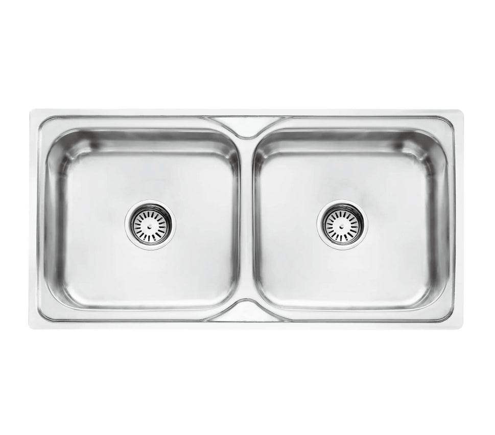 Fossa 37"x18"x08" inch Double Bowl Premium Stainless Steel Kitchen Sink With SS Square Coupling Glossy Finish - Fossa Home