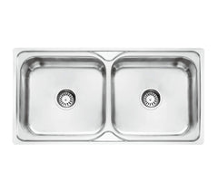 Fossa 37"x18"x08" inch Double Bowl Premium Stainless Steel Kitchen Sink With SS Square Coupling Glossy Finish - Fossa Home