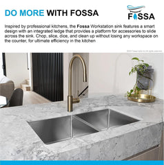 Fossa 37"x18"x10" Inch Double Bowl Stainless Steel Premium Handmade Kitchen Sink Round Coupling Matte Finish FS - 13R - Fossa Home