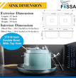 Fossa 37"x18"x10" Inch Double Bowl Tap Hole With Soap Dispenser Stainless steel Handmade Kitchen Sink ( Black ) - Fossa Home