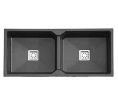 Fossa 37"x18"x10" inch Quartz Double Bowl Kitchen Sink ( Black ) - Fossa Home