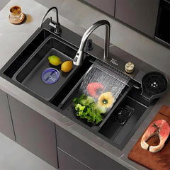 Fossa 37"x18"x10" inch Single Bowl Premium Stainless Steel Water Fall Kitchen Sink - Fossa Home