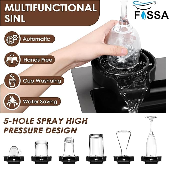 Fossa 37"x18"x10" inch Single Bowl Premium Stainless Steel Water Fall Kitchen Sink - Fossa Home