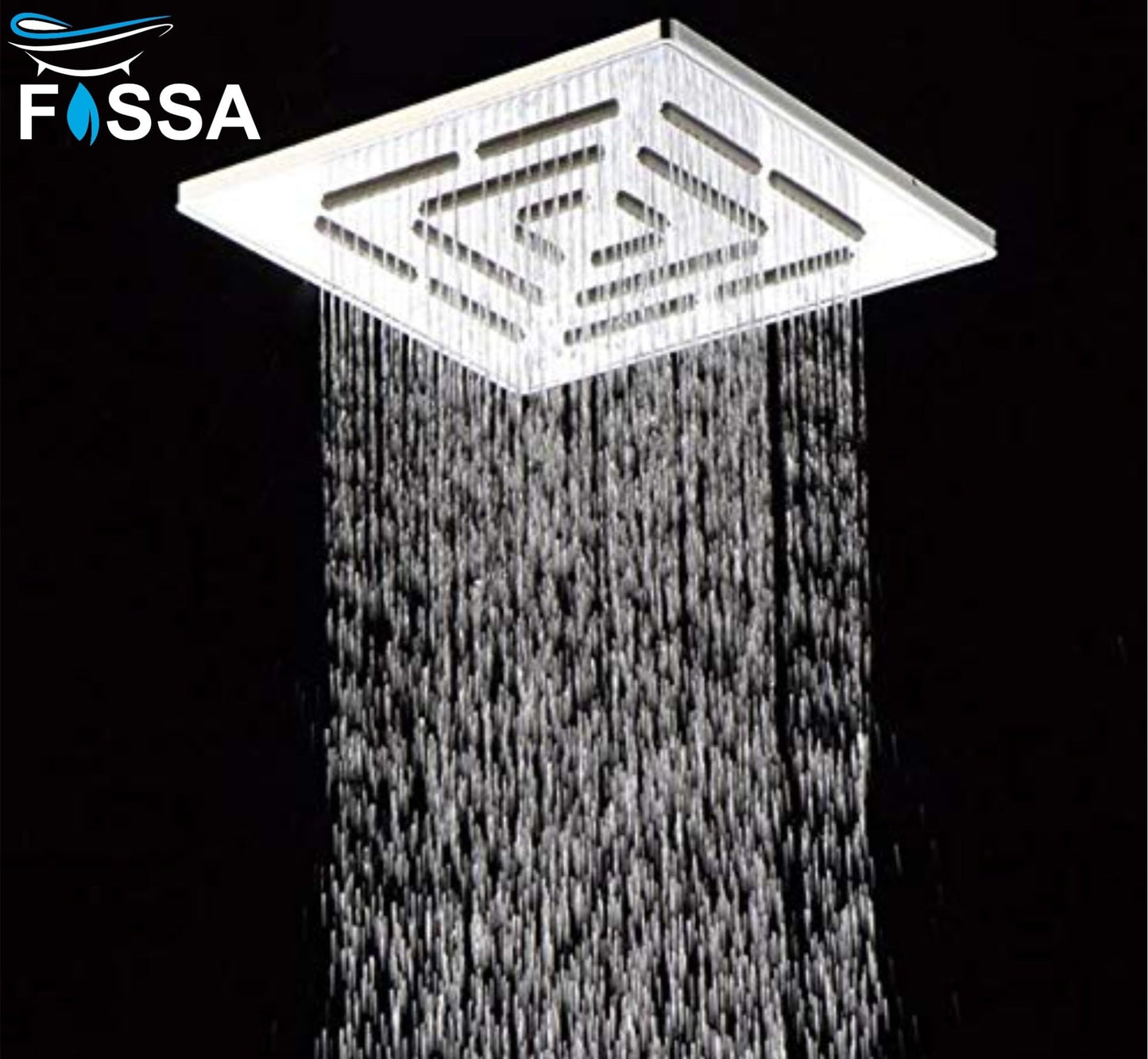 Fossa 4"x4"" Inch Square Fixed Stainless Steel Shower Head for Bathroom Luxury Hotel Luxury Bathroom Shower Head Unique Design ( Without Arm ) - Fossa Home