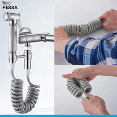 Fossa Spring Flexible Shower Hose, 1 Meter Plastic Telescopic Shower Hose for Water Plumbing Toilet Bathroom Spiral Flexible Shower (Grey)