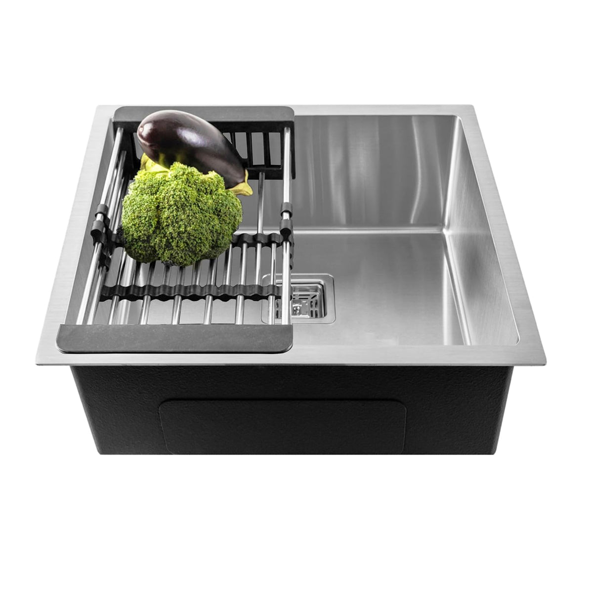 Fossa 18"x18"x09" inch Single Bowl 304 Grade Stainless Steel Handmade Kitchen Sink (Matte Finish) Silver