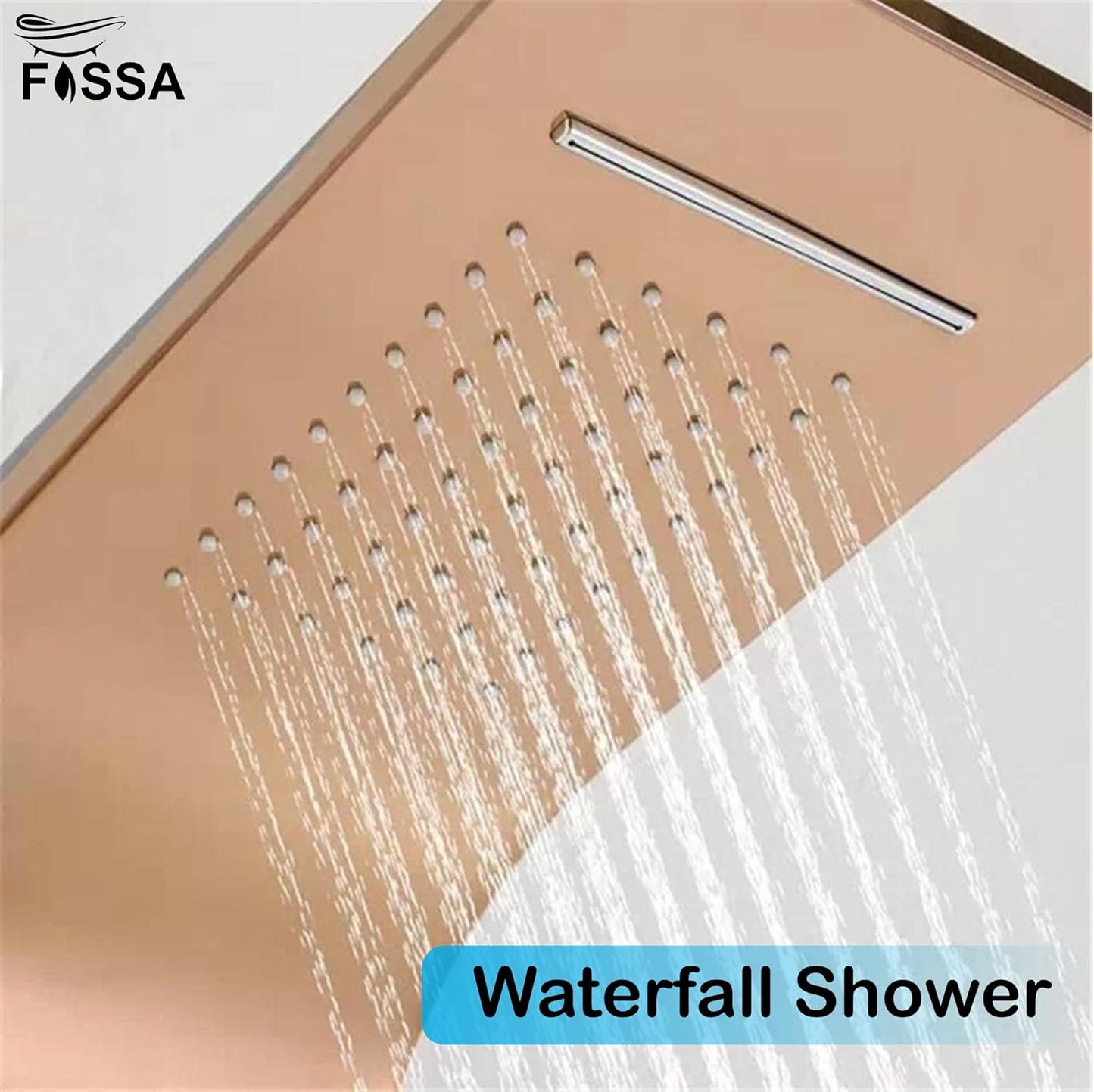 Stainless Steel Shower Panel Full Set, Dual Flow Overhead Waterfall Shower, Hand Shower, Wall Mount Shower Panel For Bathrooms (Rose Gold)