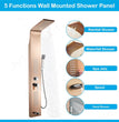 Stainless Steel Shower Panel Full Set, Dual Flow Overhead Waterfall Shower, Hand Shower, Wall Mount Shower Panel For Bathrooms (Rose Gold)